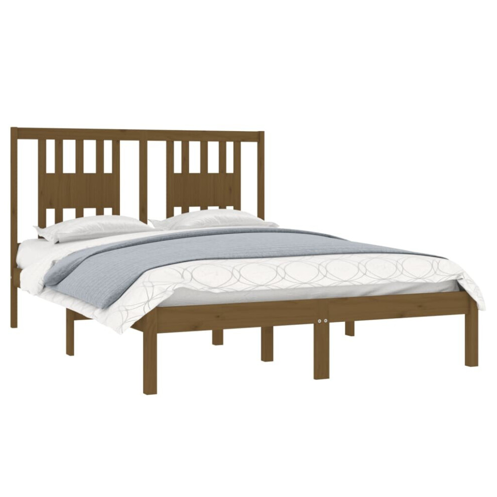 vidaXL Solid Wood Pine Bed Frame Honey Brown 120x200 cm Bedstead Bed Base