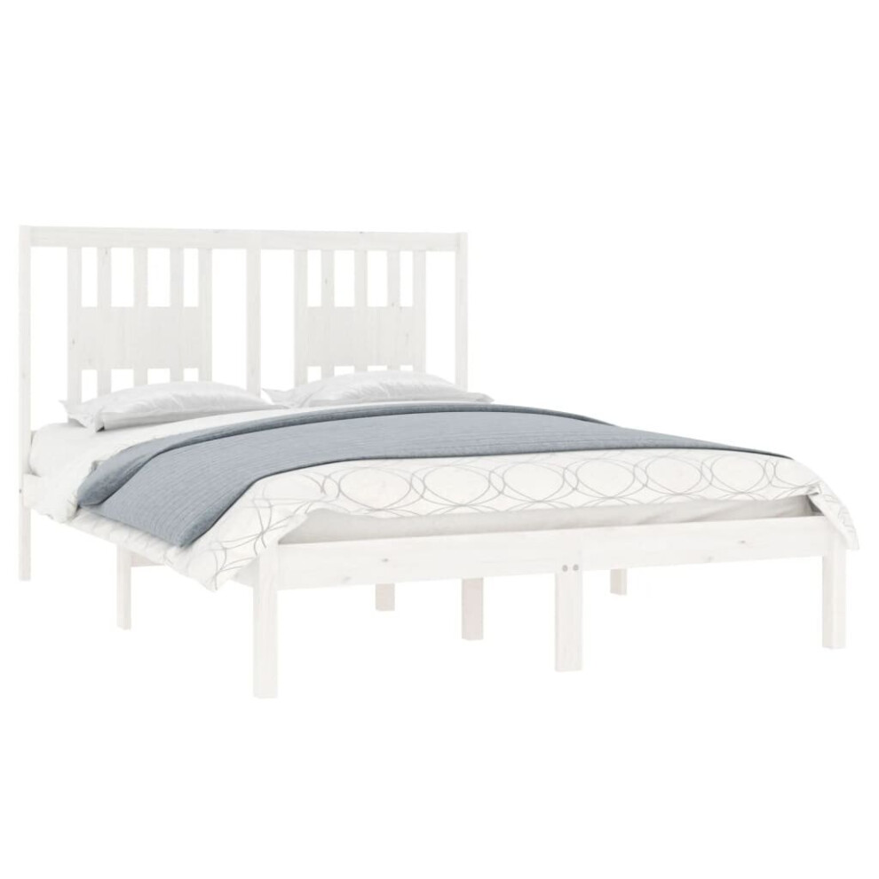 vidaXL Solid Wood Pine Bed Frame White 120x200 cm Bedstead Platform Bed Frame