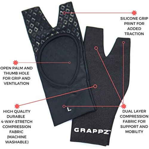 (X-Large) Grappz - Finger Tape Alternative Compression Grappling Gloves 2