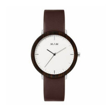 MAM Originals puinen kello - FERRA 628 - Ebony - Musta kellotaulu - Kvartsi - Nahka - Unisex