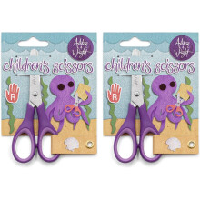 Ashton and Wright - Children's - Kids Scissors Soft Grip - 5"/12cm - Purple - Right Handed - Pack of 2