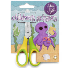 Ashton and Wright - Children's Kids Scissors 5"/12cm - Soft Grip - Green and Yellow - Left Handed