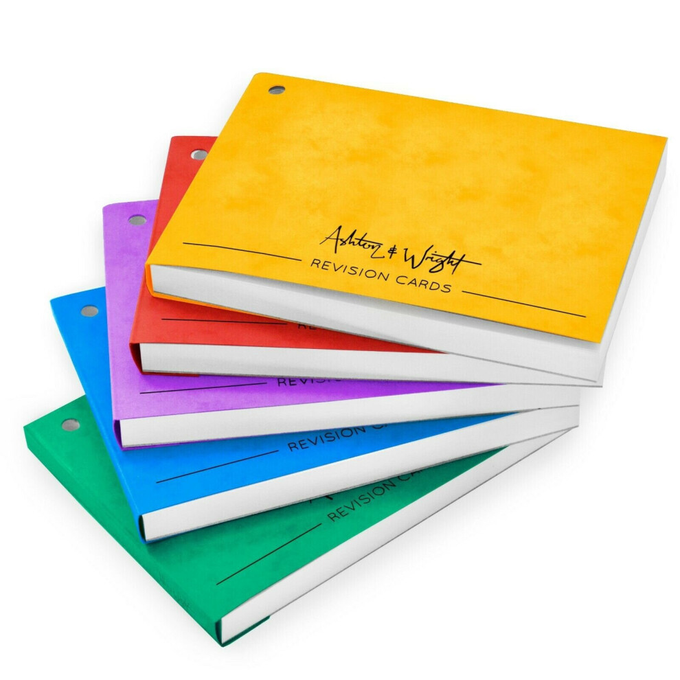 Ashton & Wright Revision Cards Book - Gummed Spine - 50 Sheets - 1 of Each Colour - Pack of 5-image-OPC-P9VTQQ9-NEW