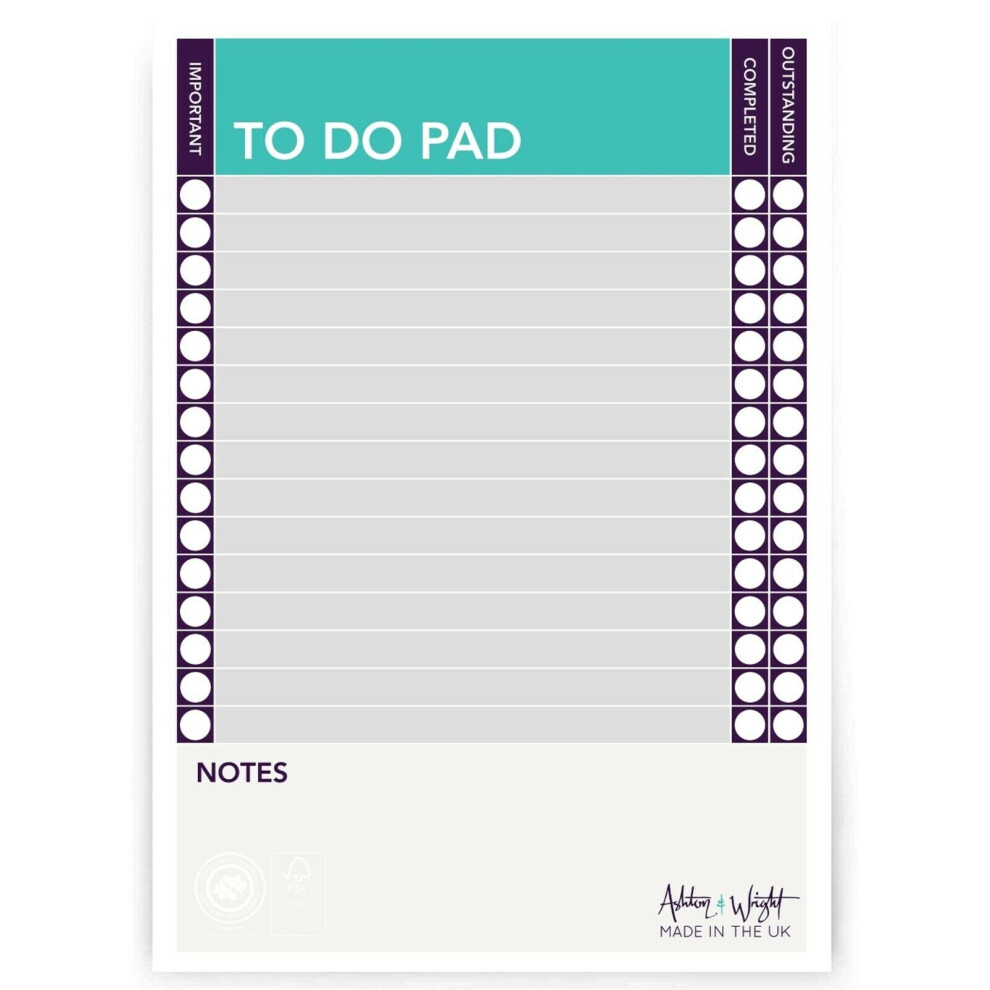 Ashton and Wright - Things to Do Today A5 To Do Pad Daily Desk Planner Schedule Organiser - Single