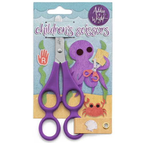 Ashton and Wright - Children's Double Hole Training Scissors - Purple - Right Handed