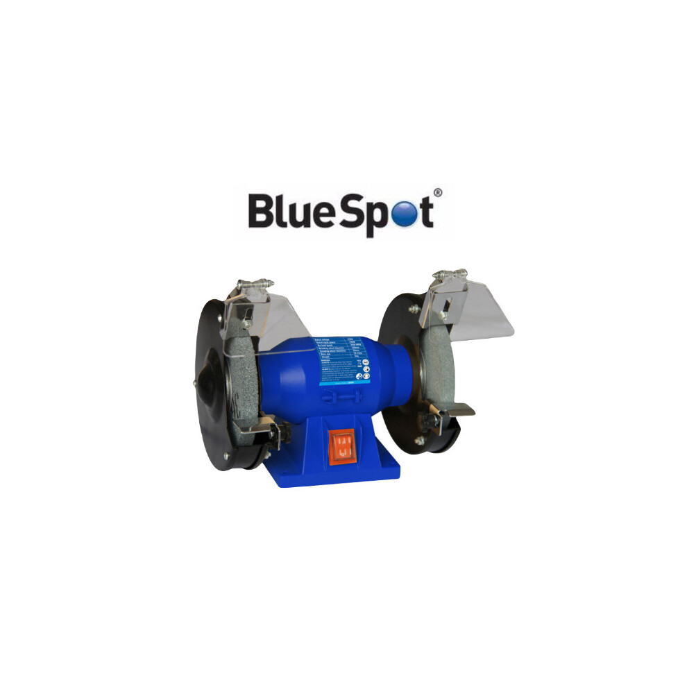 BlueSpot Tools 6" 150 Watt Bench Grinder 230V, Polishing Cloth & Grinding Wheel 18000