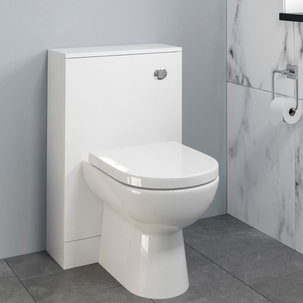 Bathroom Toilet Wc Concealed Cistern Unit Pan Soft Close Seat White Gloss 500Mm 5056093633002