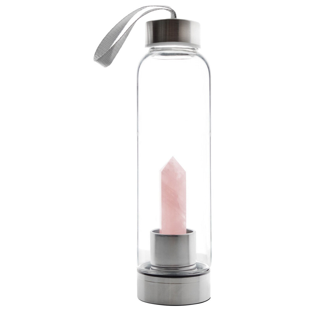 Rose Quartz Crystal Water Bottle Purifying Energy Healing Drinks Bottle 500ml