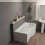 Bathroom P Shaped Shower Bath 1700mm RH Mixer Shower Screen Side Panel White 2