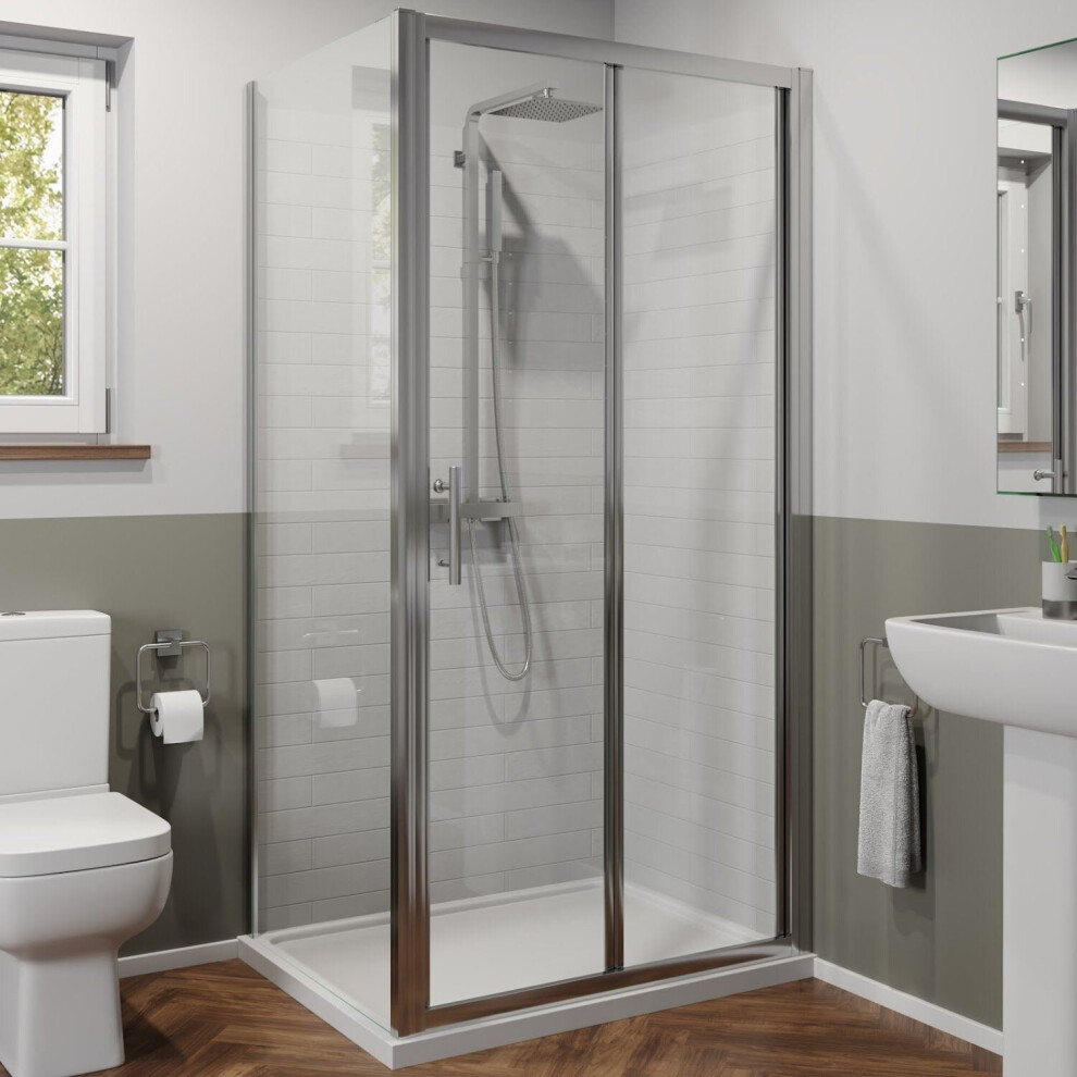 1000 X 700Mm Bathroom Bi Fold Shower Door Enclosure Side Panel Framed 6Mm Glass 5056093631497