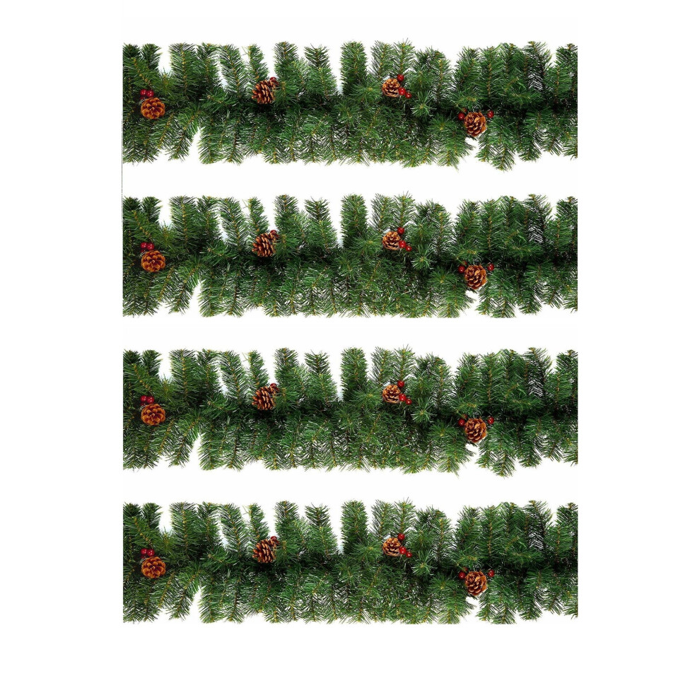 Premier 4 Artificial Christmas Garland Red Berry Pine Cones Green Garland 2.7M Green,Red