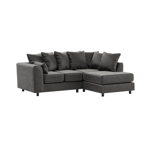 (Grey , Right Hand Facing) Brooklyn Plush Velvet Foam Corner Sofa