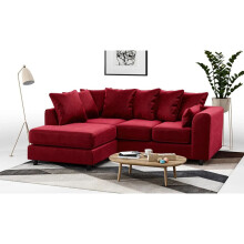 (Red, Left Hand Facing) Brooklyn Plush Velvet Foam Corner Sofa