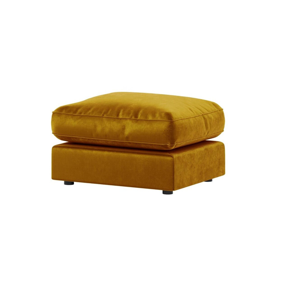 (Gold, Footstool) Brooklyn Plush Velvet Foam Corner Sofa