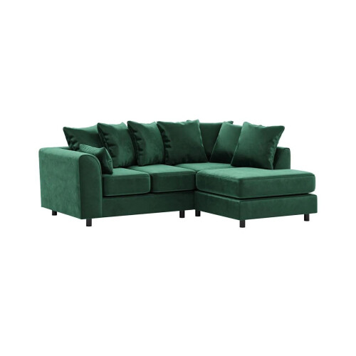 (Green, Right Hand Facing) Brooklyn Plush Velvet Foam Corner Sofa