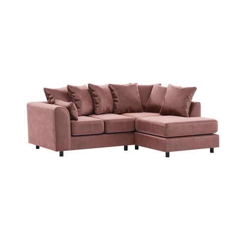 (Pink, Right Hand Facing) Brooklyn Plush Velvet Foam Corner Sofa