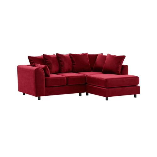 (Red, Right Hand Facing) Brooklyn Plush Velvet Foam Corner Sofa