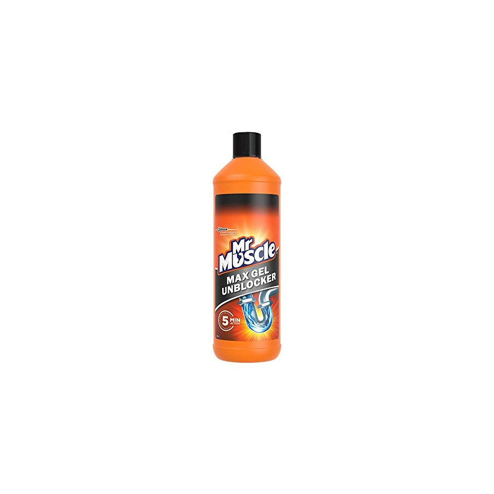 Mr Muscle Max Gel Drain Unblocker, Bathroom & Kitchen Drain Cleaner, Heavy Duty Plughole, Sink, Bath Unblocker. 2 x 1 Liter