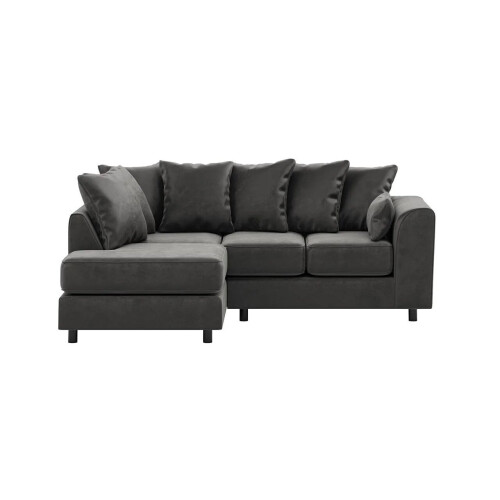 (Grey , Left Hand Facing) Brooklyn Plush Velvet Foam Corner Sofa 2