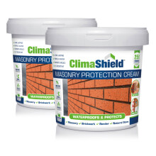 (2 x 5L) Climashield Masonry Waterproofing Cream - Exterior Brick Sealer & Rain Repellent Clear Waterproof Sealant for Concrete. Lasts up to 25 Years