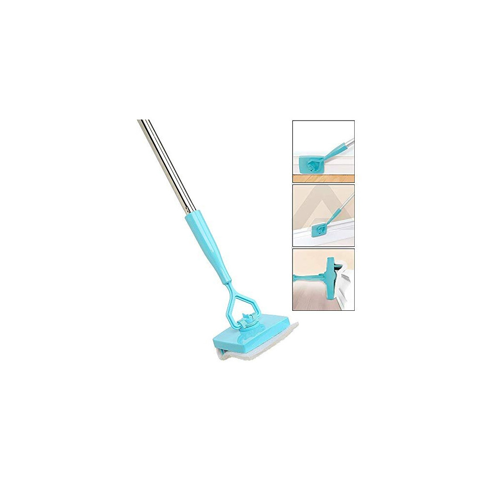 Jnzr Broom Brush Cleaning Mop, Collapsible Baseboard Cleaner Glide Dust Extendable Cleaning Skirting Boards Telescopic Pole Microfiber Cleaner Wash