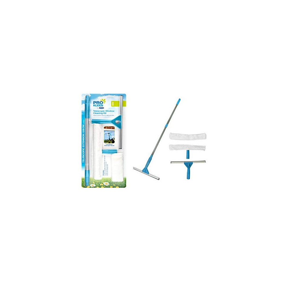 Pro Kleen Telescopic Window Cleaner Kit Cleaning Kit Equipment Extendable Pole Soft Window Cleaner Mop Squeegee Head Cleaning Indoor Outdoor Glass