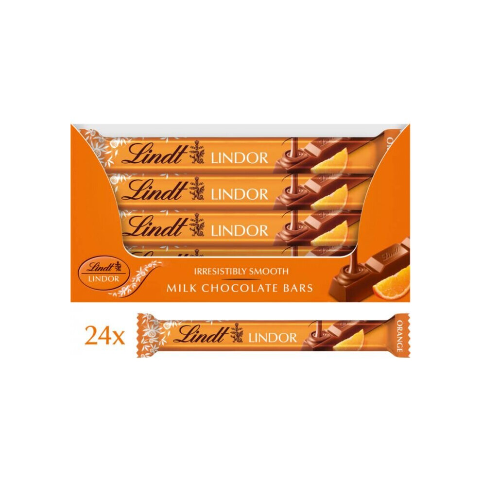 Lindt LINDOR Orange Milk Chocolate Bar 24 Full Box