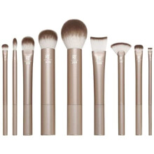 Real Techniques Au Naturale 9-Piece Makeup Brush Kit - Premium Gold, Vegan UltraPlush Bristles (4266)
