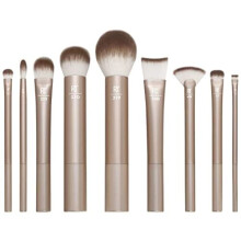 REAL TECHNIQUES Au Naturale Makeup Brush Kit, For Foundation, Powders, and Concealers, Premium Quality Face Brushes, 9 Piece Set, Gold