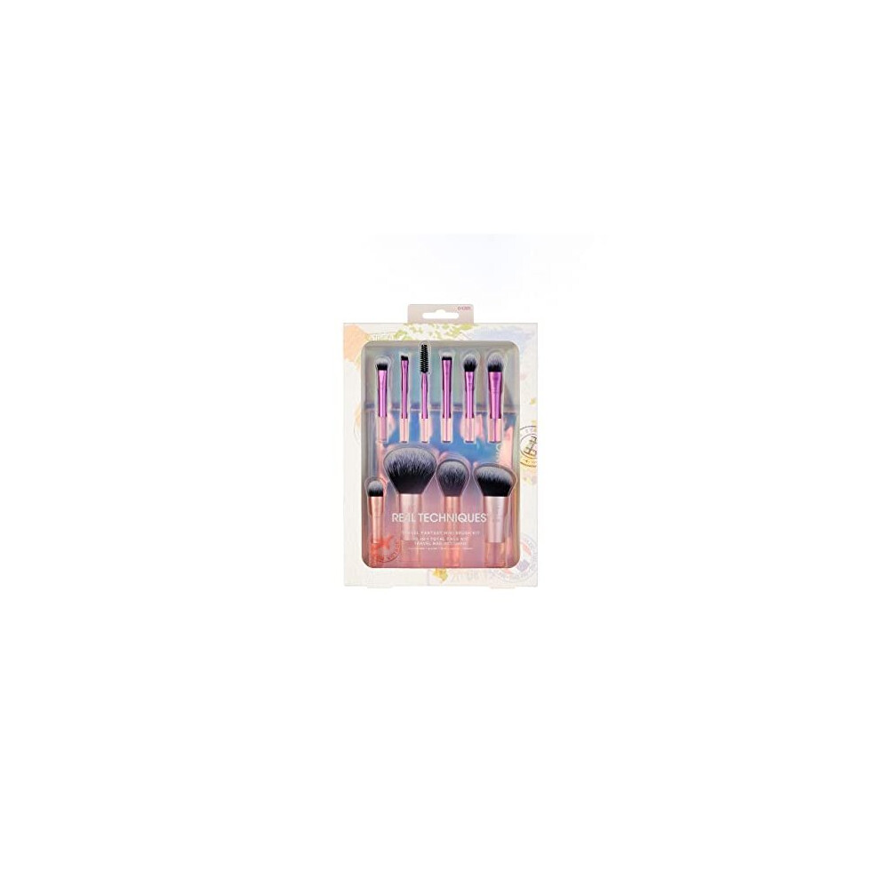 Real Technique Travel Fanstasy Mini Brush Kit, Makeup Brushes, Mini Sized Brushes, Perfect For Travel or On The Go, 10 Piece Set, Purple