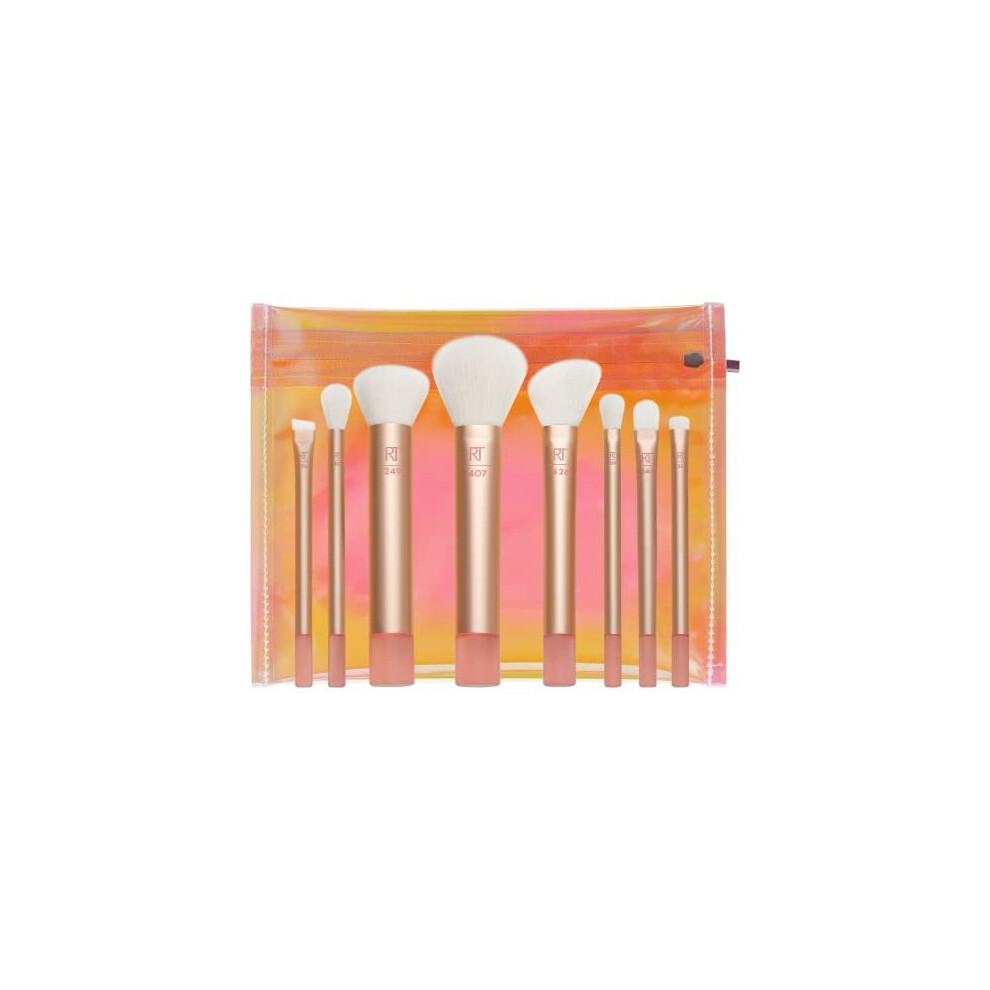 Real Techniques The Wanderer Makeup Brush Kit, Premium and Professional Brush Set, Soft Bristles, For Foundations, Powders, and Concealers, 9 Piece