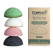 Composty | Premium 'Konjac' Facial Sponges | 4 Pack | Reusable | Super Soft Cleansing & Gentle Exfoliation | Compostable | Plastic Free | 100%
