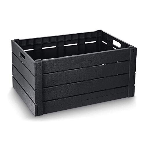 Strata Strata Wood Effect Folding Crate 60 Litres - Color: Charcoal