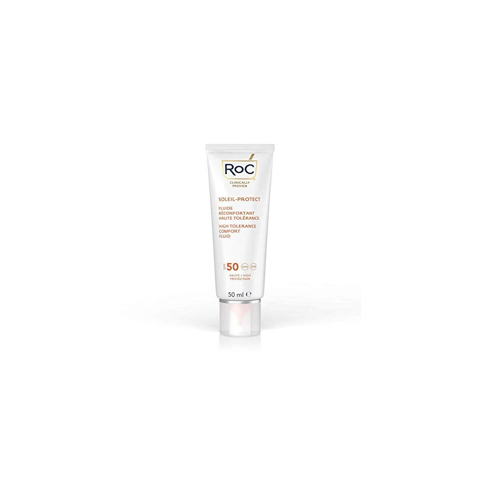 Roc - Soleil-Protect High Tolerance Comfort Fluid Spf 50 - Uva/B Protection - Face Moisturiser - Hypoallergenic Sunscreen - Sensitive Skin - 50 Ml