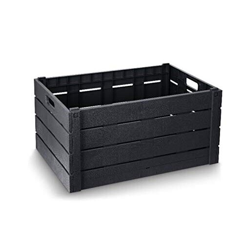 Strata Strata Wood Effect Folding Crate 60 Litres - Color: Charcoal 1
