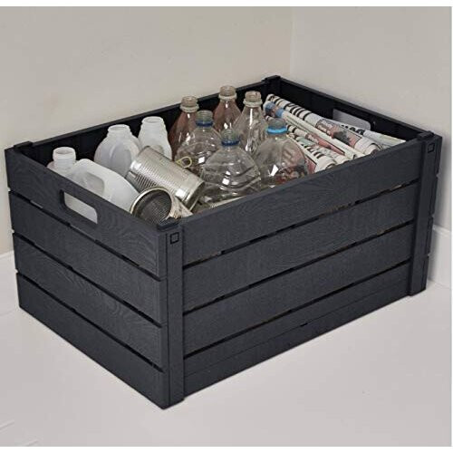 Strata Strata Wood Effect Folding Crate 60 Litres - Color: Charcoal 2