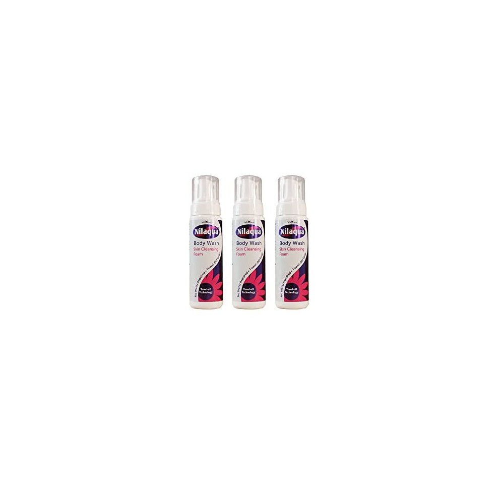 Nilaqua Skin Cleansing Body Wash Foam 200Ml, No Water Or Rinsing Required, Aerosol Free Trio Pack