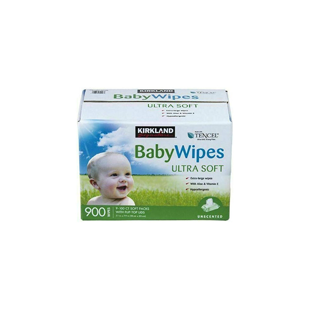 Kirkland Signature Tencel Baby Wipes - Pack of 9 x 100 Wipes