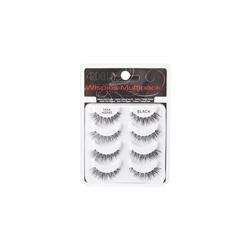 Ardell False Eyelashes Demi Wispies 4 Pairs Multipack Natural-Looking Wispy Effect Whisper-Soft Flutter Feathering Medium Volume Medium Length