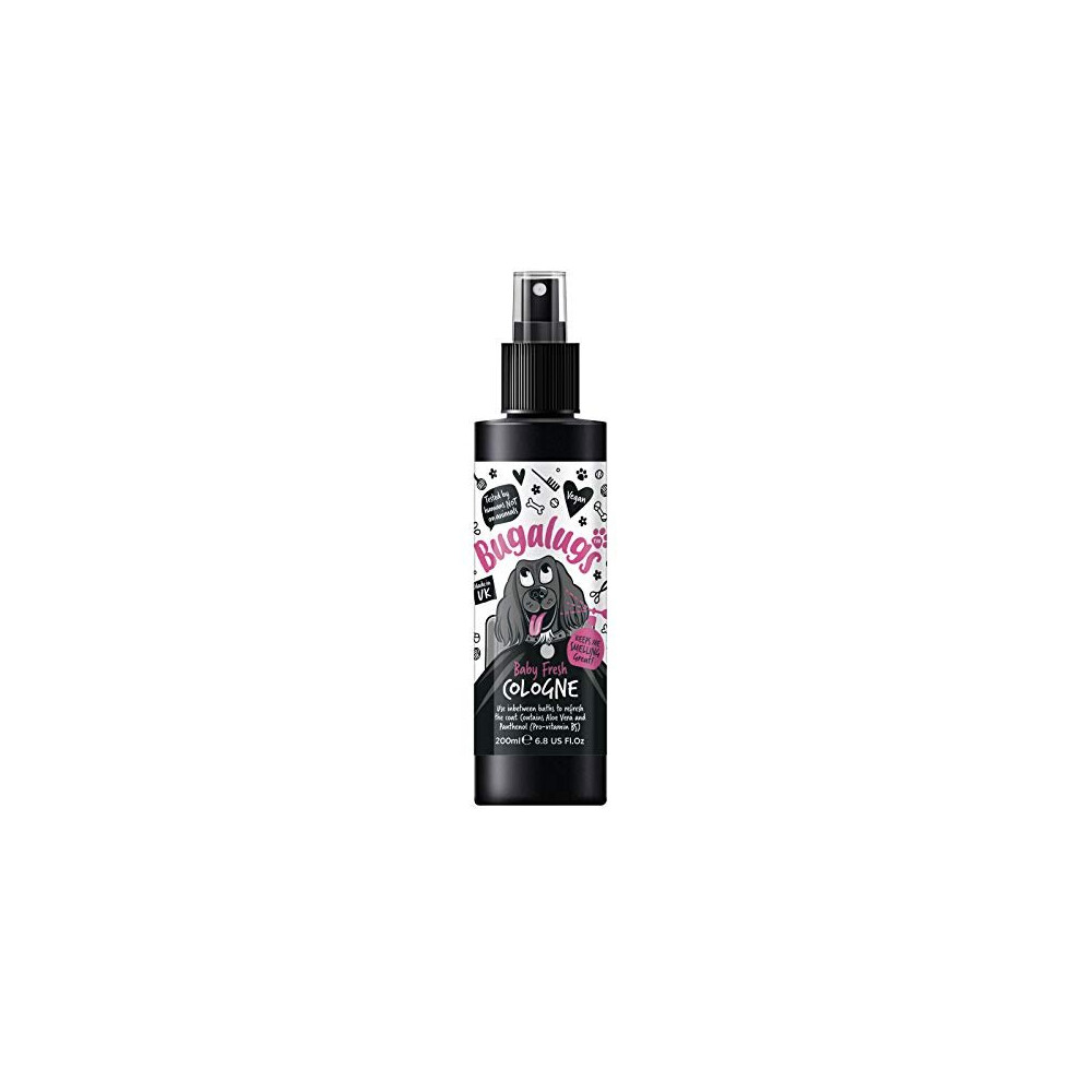 BUGALUGS Baby Fresh Dog perfume - 200ml dog spray with spray pump, Vegan dog cologne is a dog deodoriser spray. dog perfume spray dog deodorant use