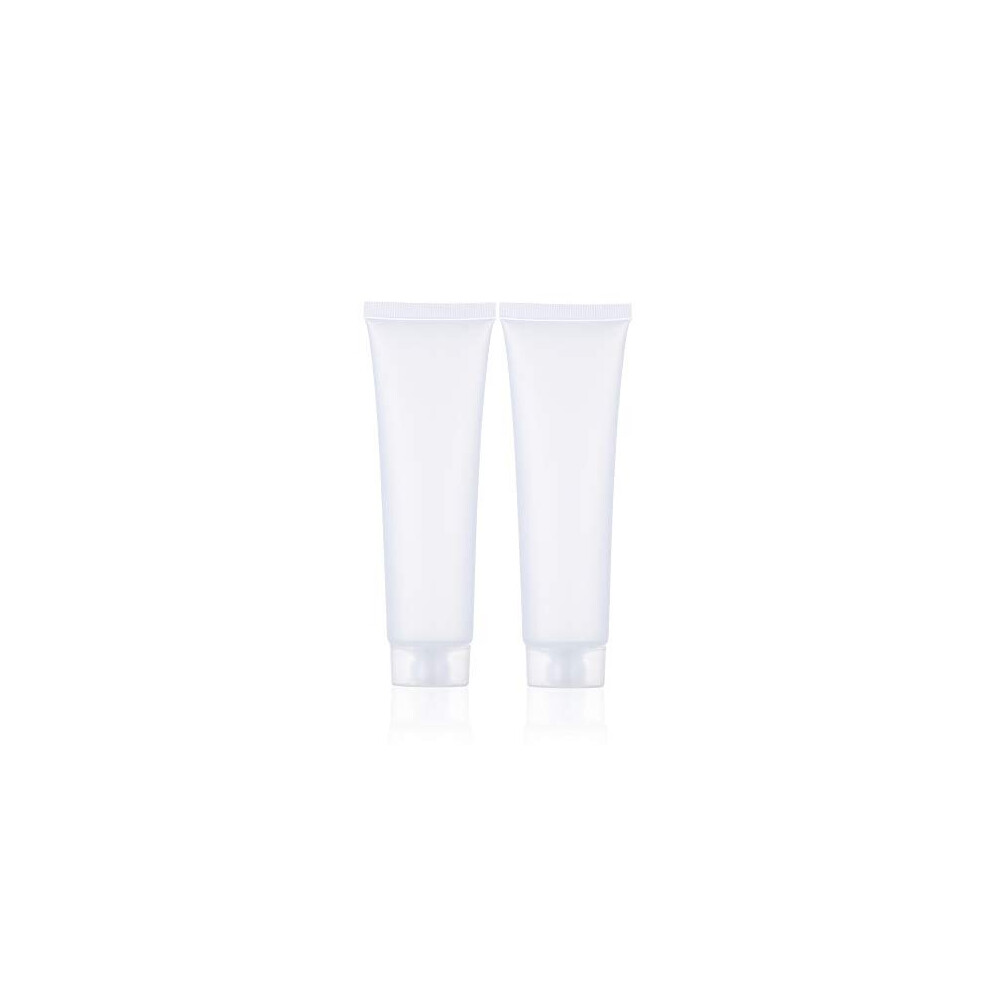 2PCS Portable Squeeze Containers Travel Size Empty Cream Tube Refillable Bottle Lotion Packing Shampoo Holder(100ml,Matte White)
