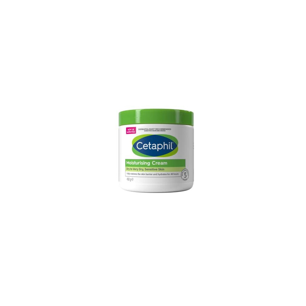 Cetaphil Moisturising Cream 450g , Non-Greasy Body Cream, Intensively Moisturises Dry And Sensitive Skin With Sweet Almond Oil, Vegan Friendly