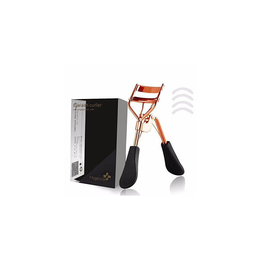Majestik+ Czhong-Eyelash Curler With 4 Refill Pads- Designed For No Pinching Or Pulling Just Dramatically Curled Eyelashes & Lash Line In Seconds - In Rose Gold