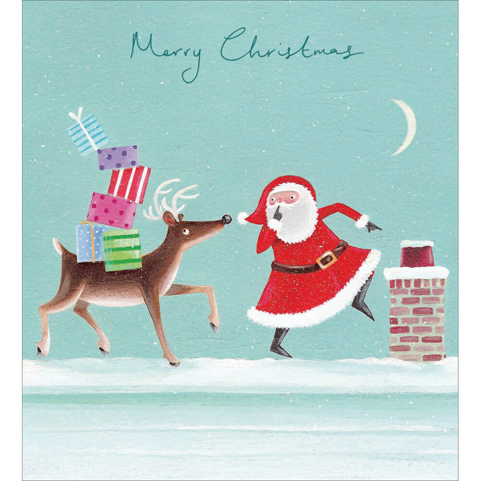 Woodmansterne Pack Of 5 Cartoon Santa Charity Christmas Cards Supporting Multiple Charities