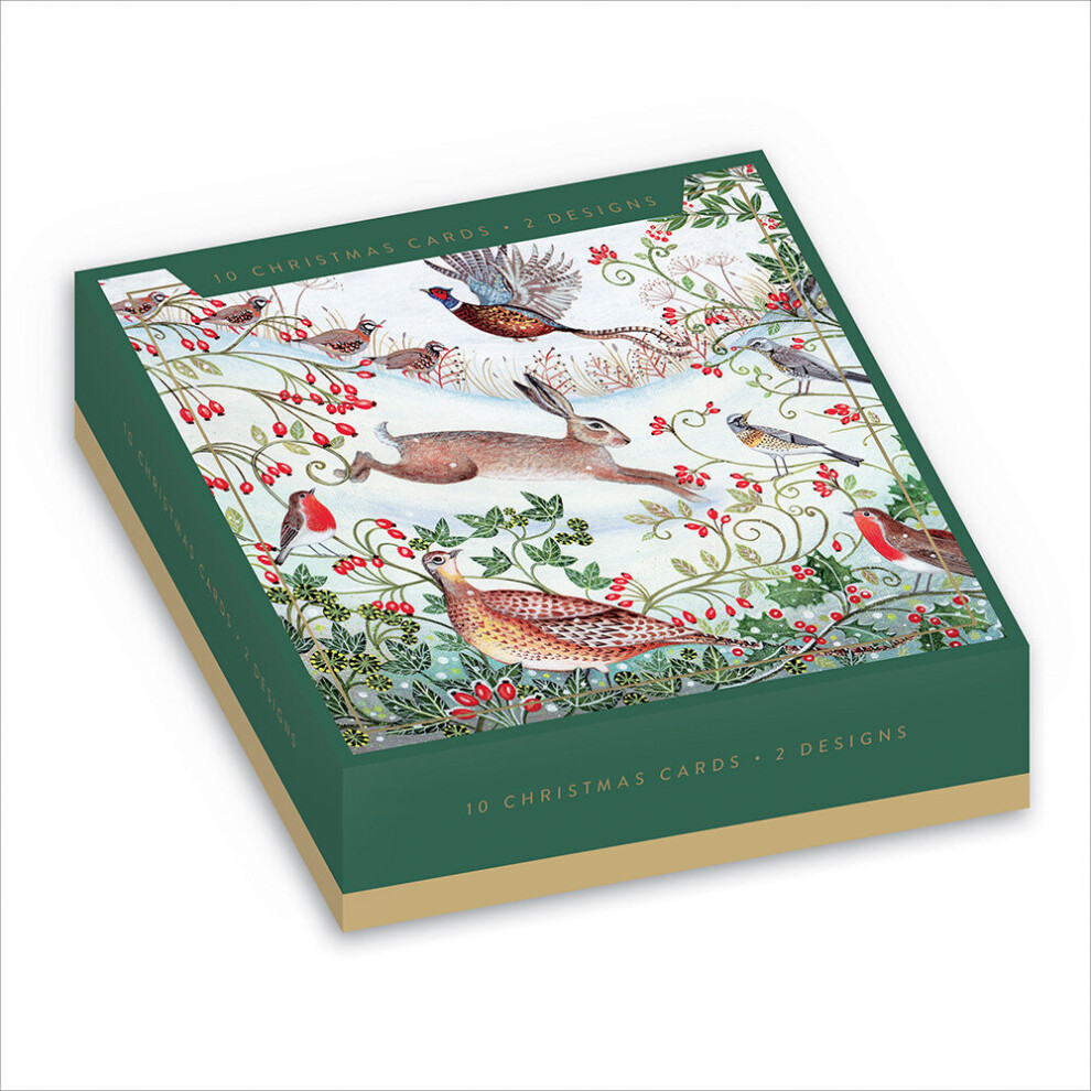 Box of 10 Christmas Cards In Winter Wildlife Designs Assorted Xmas Card Boxes