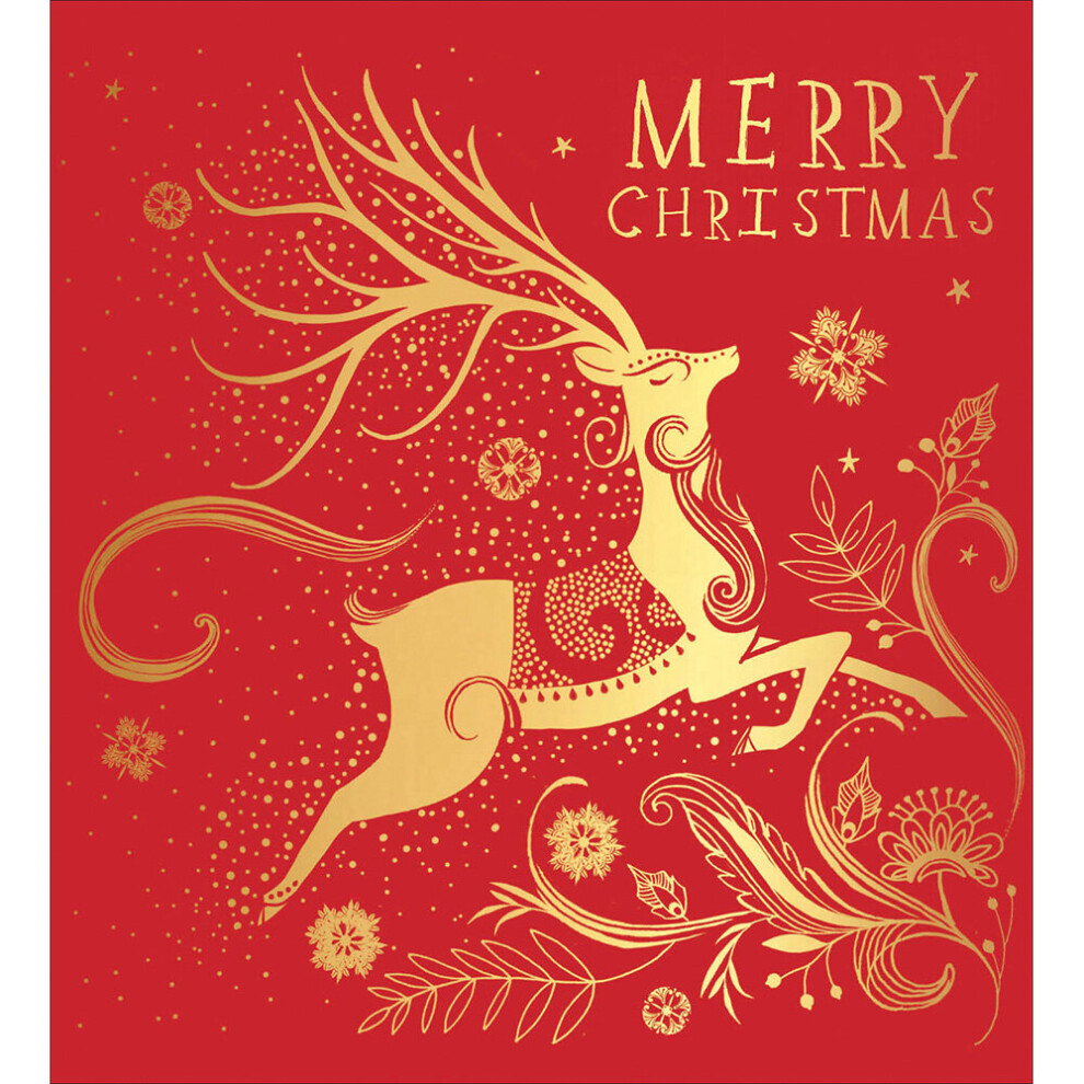 Pack of 5 Festive Reindeer Charity Christmas Cards Supporting Multiple Charities