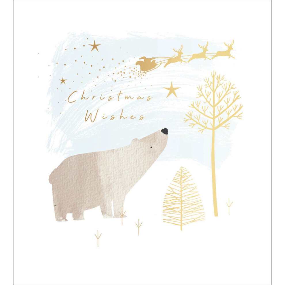 Pack of 5 Xmas Polar Bear Charity Christmas Cards Supporting Multiple Charities