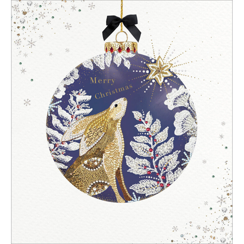 Woodmansterne Box Of 8 Christmas Cards In Festive Hare Xmas Bauble Design Xmas Card Boxes