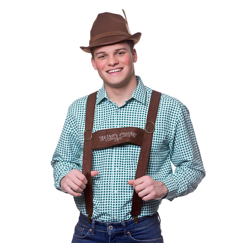 Wicked Costume Ltd Oktoberfest / Bavarian Lederhosen Braces Brown