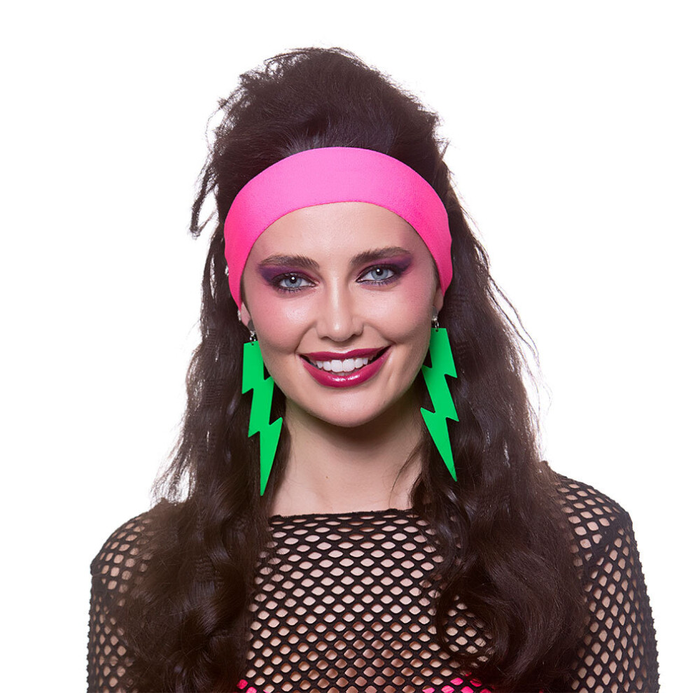 (Green) 80's Lightning Earrings - Neon